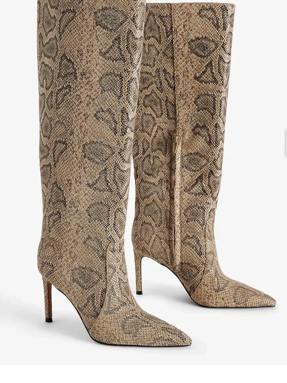 Express Snakeskin Over-the-Knee Pointed Stiletto Boot - Brown